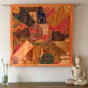 Reclaimed saris tapestry or bedspread